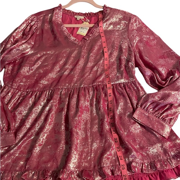 JODIFL Pink Sequin Peplum Blouse - Picture 2 of 4